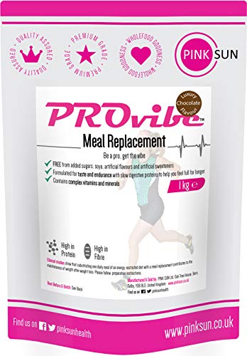 PINK SUN Diet Meal Replacement Shake Chocolate 1kg (or Vanilla) Soy Free Protein Powder Nutritionally Complete Shakes with Vitamins No Added Sugar No Aspartame No Sucralose
