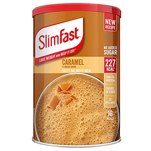 SlimFast Balanced Meal Shake, Healthy Shake for Balanced Diet Plan with Vitamins and Minerals, High in Fibre, Meal Replacement, Caramel Flavour, 16 Servings, 584 g