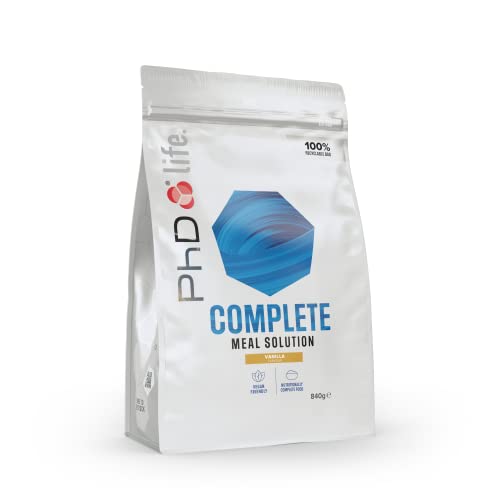 PhD Nutrition Life Complete Meal Solution Vegan Protein Powder, Meal Replacement Protein Powder, Vanilla Flavour, 840 g Bag