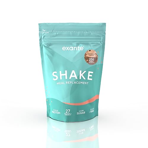 Exante Meal Replacement Shake for Weight Loss or Weight Management, High Protein, Low Sugar, High Fibre, 27 Vitamins and Minerals, 206 Calories Per Serving (Chocolate, 7-Serving, 400 g - Pack of 1)
