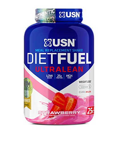 USN Diet Fuel Ultralean Pre-mixed & Ready to Drink Meal Replacement Shake Bottles: 8 x 310ml Strawberry