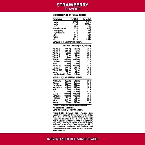 SlimFast Balanced Meal Shake, Healthy Shake for Balanced Diet Plan with Vitamins and Minerals, High in Fibre, Meal Replacement, Strawberry Flavour, 16 Servings, 584 g, Packaging May Vary