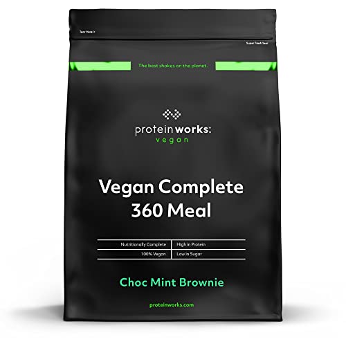 Protein Works - Vegan Complete 360 Meal Shake , 100% Vegan Meal Replacement Powder , Complete Meal , Plant Based Meal Shake , 5 Servings , Choc Mint Brownie , 500g