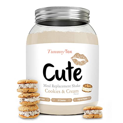 Cute Nutrition Meal Replacement Shake - Protein Shake High in Protein - Cookies & Cream - Vitamins and Minerals - 500 g - Bonus E-book - by TummyTox