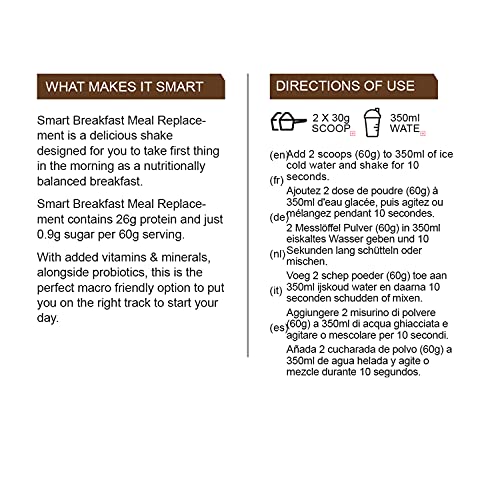 PhD Smart Breakfast Shake, with High Protein, Essential Vitamins and Minerals, Probiotics and Digestive Enzymes, Chocolate Cereal Milk Flavor, 26 g Protein,10 Servings