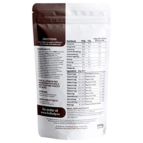 SoBodyCo, CollaSlim, Meal Replacement Shake, Weight Loss Shake, Diet Meal Replacement, Meal Replacement With Added Collagen, Diet Chocolate Shake