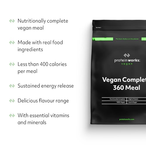 Protein Works - Vegan Complete 360 Meal Shake , 100% Vegan Meal Replacement Powder , Complete Meal , Plant Based Meal Shake , 5 Servings , Choc Mint Brownie , 500g