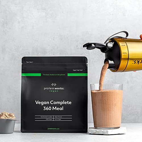 Protein Works - Vegan Complete 360 Meal Shake , 100% Vegan Meal Replacement Powder , Complete Meal , Plant Based Meal Shake , 5 Servings , Choc Mint Brownie , 500g