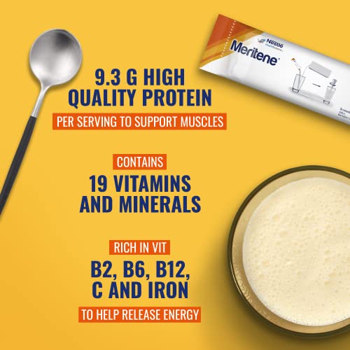 Meritene Energis Vanilla Shake | 30g Shake Powder Sachets, Pack of 15 | Nutritional Shake Mix with Proteins, Vitamins and Minerals
