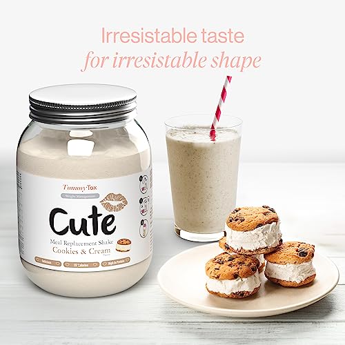 Cute Nutrition Meal Replacement Shake - Protein Shake High in Protein - Cookies & Cream - Vitamins and Minerals - 500 g - Bonus E-book - by TummyTox