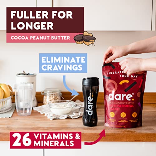 Dare Motivation Nutritionally Complete Meal Replacement Shake - Cocoa & Peanut Butter - 20g Vegan Protein and all 26 Essential Vitamins & Minerals per Serving - 750g (15 Servings)