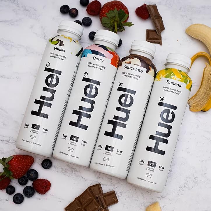 Huel PICK ANY 6 Ready To Drink Nutritionally Complete Meal from 8+ Flavours Inc.Chocolate, Banana, Vanilla, Berry, Salted Caramel, Iced Coffee Caramel, Strawberries & Cream, Etc. (Each 500ml)