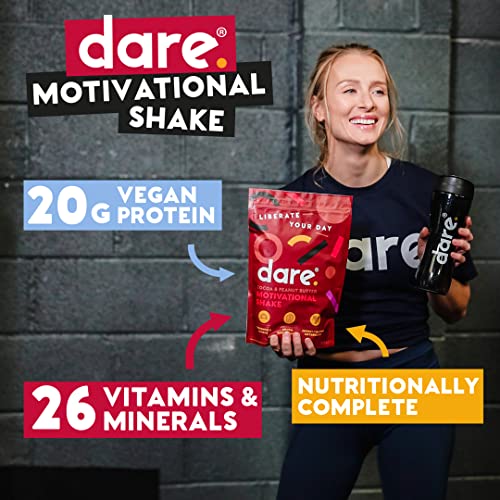 Dare Motivation Nutritionally Complete Meal Replacement Shake - Cocoa & Peanut Butter - 20g Vegan Protein and all 26 Essential Vitamins & Minerals per Serving - 750g (15 Servings)