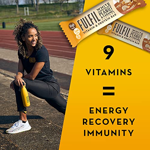 Fulfil Vitamin and Protein Bar (15 x 55 g Bars) — White Chocolate Peanut and Caramel Flavour — 20 g High Protein, 9 Vitamins, Low Sugar