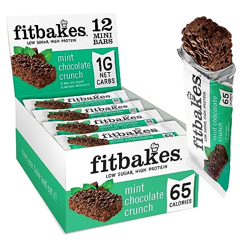 Fitbakes : 65 Calories Mini Mint Chocolate Keto Bars (12x19g) Diabetic Chocolate Keto Snacks, 1 Net Carb, Vegan Protein Bars, Vegan Protein Snacks, Vegan Chocolate Protein Mint Chocolate