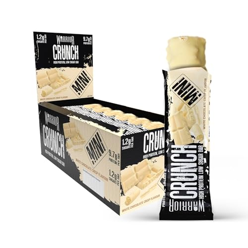 Warrior, CRUNCH Mini – Protein Bars – 9g+ Protein Per Bar – Low Carb, Low Sugar Snack – 24 Pack x 32g (White Chocolate)