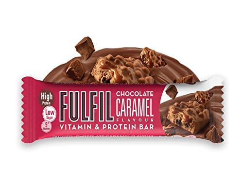 Fulfil Vitamin and Protein Bar (15 x 55 g Bars) — Chocolate Caramel Flavour — 20 g High Protein, 9 Vitamins, Low Sugar