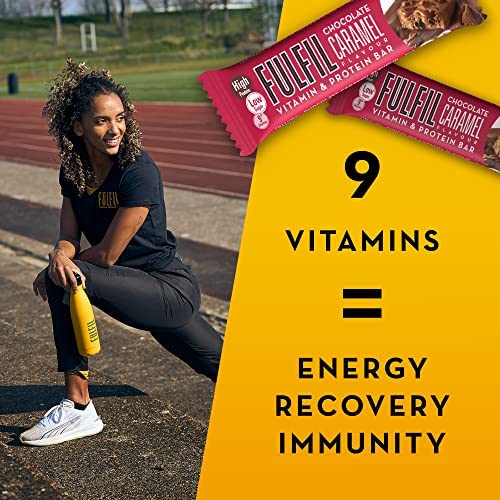Fulfil Vitamin and Protein Bar (15 x 55 g Bars) — Chocolate Caramel Flavour — 20 g High Protein, 9 Vitamins, Low Sugar