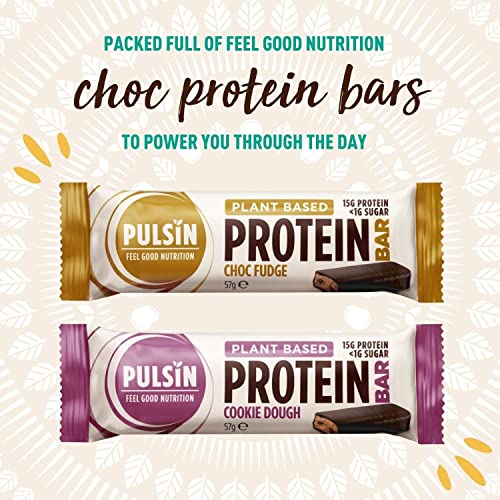 Pulsin - Cookie Dough Vegan Protein Bars - 12 x 57g - 14.8g Protein, 13.9g Fibre, 227 Kcal Per Serving - Gluten Free, Palm Oil Free & Dairy Free Snack Bar