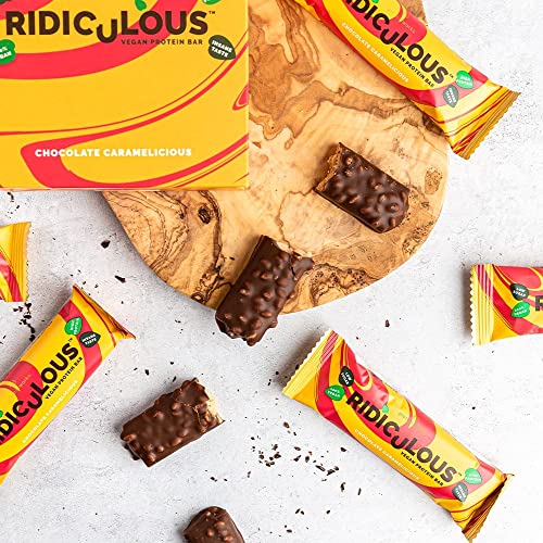 Protein Works - Ridiculous Vegan Protein Bar | Award Winning | 100% Plant Based & Palm Oil Free | High Protein | Chocolate Caramelicious | 9 Bars