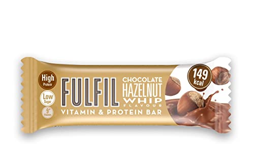 Fulfil Vitamin and Protein Bar (15 x 40 g Bars) — Chocolate Hazelnut Whip Flavour — 14 g High Protein, 9 Vitamins, Low Sugar