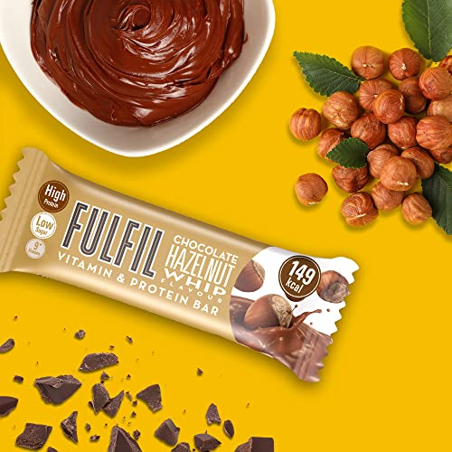 Fulfil Vitamin and Protein Bar (15 x 40 g Bars) — Chocolate Hazelnut Whip Flavour — 14 g High Protein, 9 Vitamins, Low Sugar