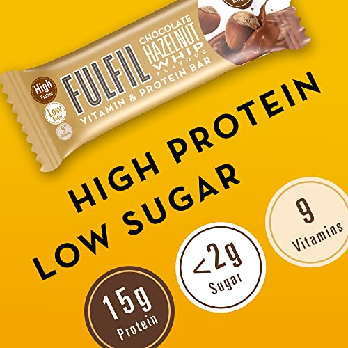 Fulfil Vitamin and Protein Bar (15 x 40 g Bars) — Chocolate Hazelnut Whip Flavour — 14 g High Protein, 9 Vitamins, Low Sugar
