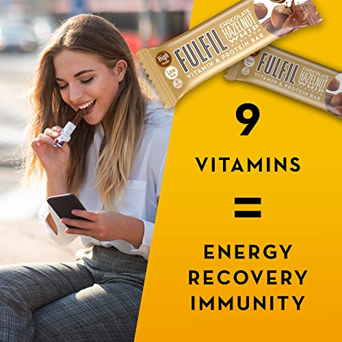 Fulfil Vitamin and Protein Bar (15 x 40 g Bars) — Chocolate Hazelnut Whip Flavour — 14 g High Protein, 9 Vitamins, Low Sugar