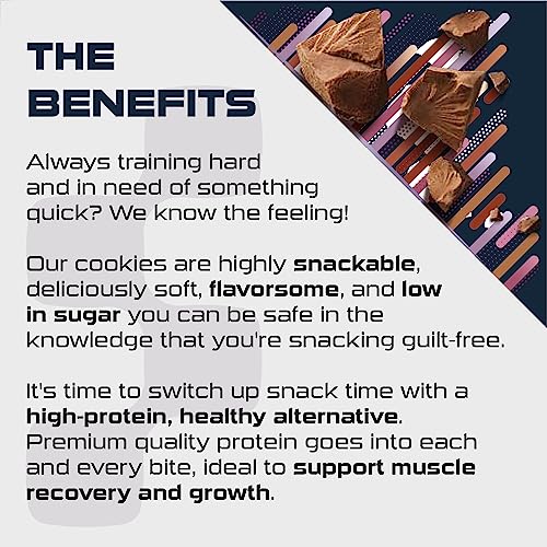 SCI-MX High Protein Double Chocolate Cookie Box - 23g protein, 2.3g sugar + 265 calories per cookie - Pack of 12 x 75 g - Low Sugar - Pre / Post Workout Snack - Suitable for Vegetarians