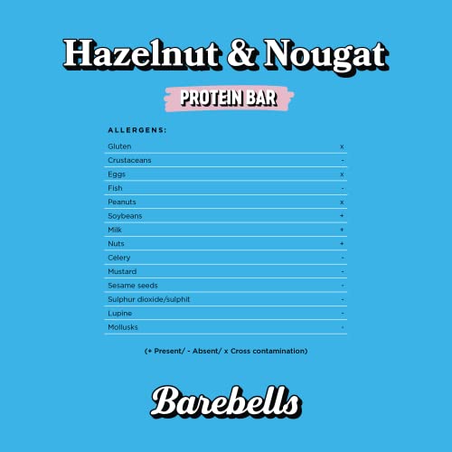 Barebells Protein Bars | 20g protein low carb chocolate bars | after workout low calorie snacks 12 x 55g (Hazelnut & Nougat)