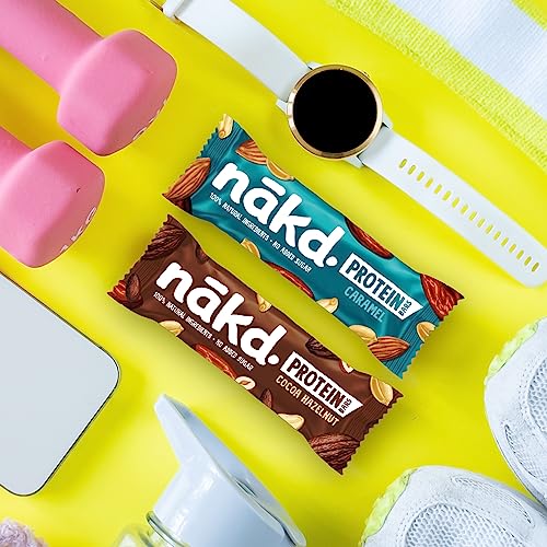 Nakd Caramel Protein Bar - Vegan - Gluten Free - Healthy Snack, 45g (Pack of 16 bars)