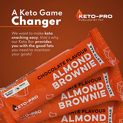 Keto-Pro Keto Bars (12 x 50g) | Low Carb Bars - 2g Net Carbs | A Big Bar with an Even Bigger Boost | Chocolate Almond Brownie Flavoured Keto Food Bar | Low Carb Protein Snacks