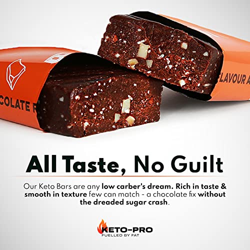 Keto-Pro Keto Bars (12 x 50g) | Low Carb Bars - 2g Net Carbs | A Big Bar with an Even Bigger Boost | Chocolate Almond Brownie Flavoured Keto Food Bar | Low Carb Protein Snacks