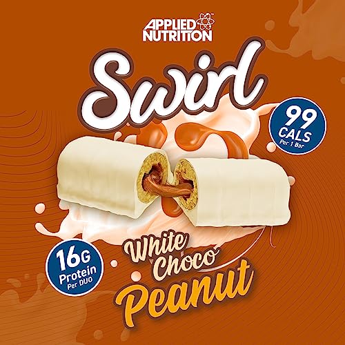 Applied Nutrition Swirl Protein Bars - High Protein, Low Sugar, On The Go Gym Snack Bar (12 Pack) (White Chocolate Peanut)