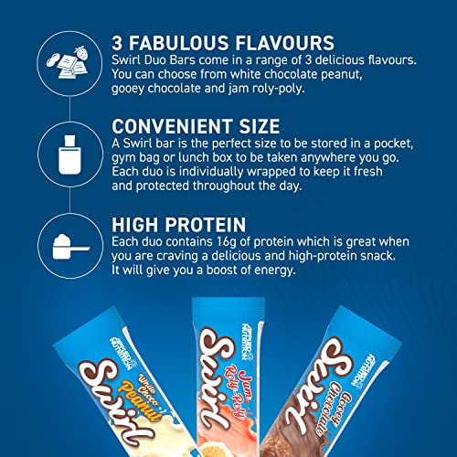 Applied Nutrition Swirl Protein Bars - High Protein, Low Sugar, On The Go Gym Snack Bar (12 Pack) (White Chocolate Peanut)