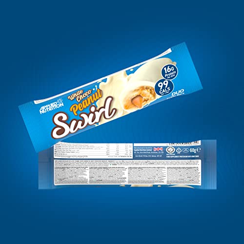 Applied Nutrition Swirl Protein Bars - High Protein, Low Sugar, On The Go Gym Snack Bar (12 Pack) (White Chocolate Peanut)