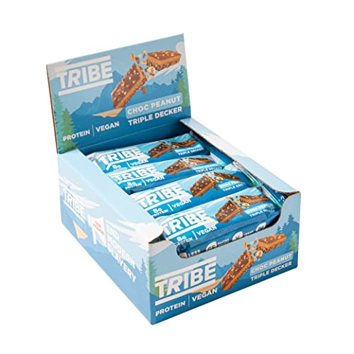 TRIBE Triple Decker Choc Peanut Protein Bars - Natural, Vegan (12 x 40g)