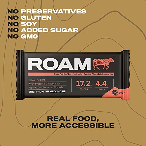 ROAM Natural Protein Bars, High Protein & Low Carb, 6-Pack