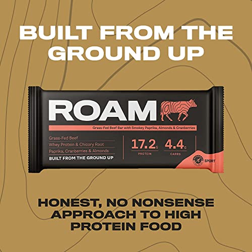 ROAM Natural Protein Bars, High Protein & Low Carb, 6-Pack