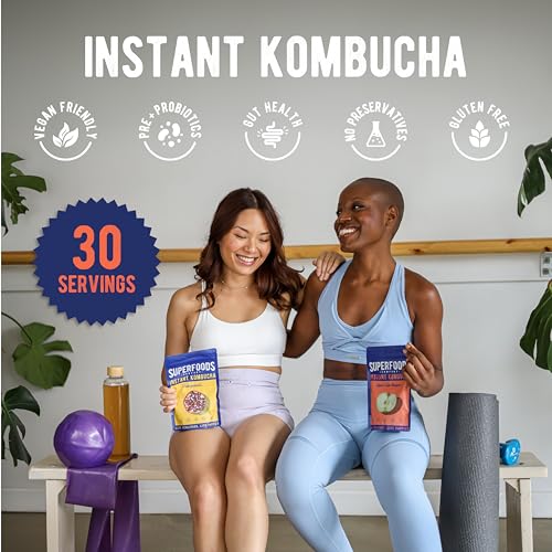 Superfoods Company - Instant Kombucha Drink Powder, Apple Cider Vinegar Flavour, Vegan Pre + Probiotic, Organic Gut Health Support (30 Servings)