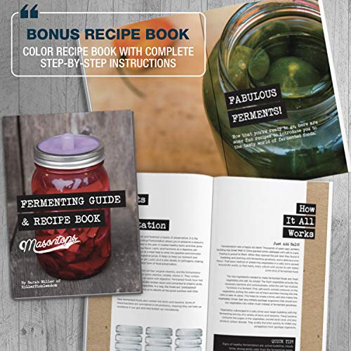 Masontops Complete Mason Jar Fermentation Kit - Easy Wide Mouth Jars Vegetable Fermenting Set - DIY Equipment Essentials