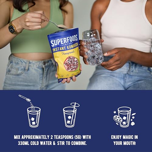 Superfoods Company - Instant Kombucha Drink Powder, Apple Cider Vinegar Flavour, Vegan Pre + Probiotic, Organic Gut Health Support (30 Servings)
