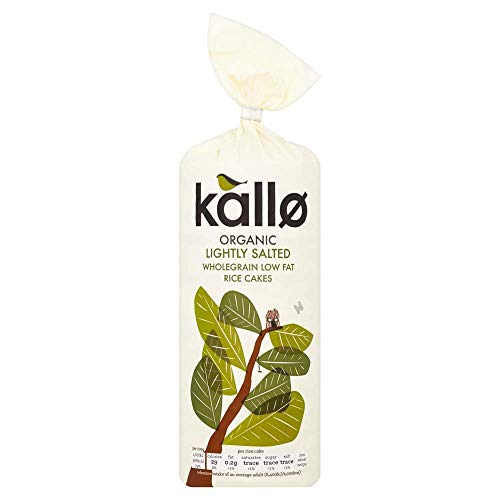 Kallo Organic Lightly Salted Rice Cakes, Wholegrain Slices, Low Fat Healthy Snacks, Vegan Friendly, Gluten Free & Sugar Free with No Artificial Colours or Flavours, Single Pack – 1 x 130g