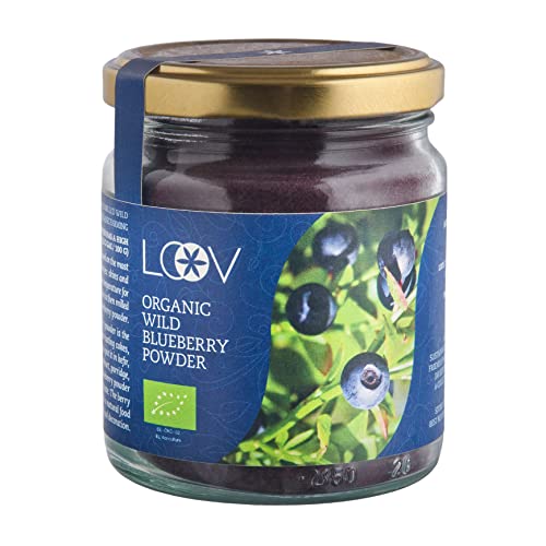 LOOV Wild Blueberry Powder Organic (Pomace Powder), Wild-Crafted from Nordic Forests, Made of Wild Bilberry Skins and Seeds Only, no Added Sugar, High in Fiber, 100 g