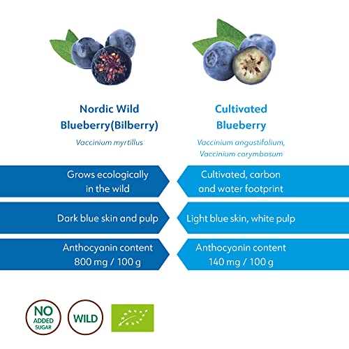 LOOV Wild Blueberry Powder Organic (Pomace Powder), Wild-Crafted from Nordic Forests, Made of Wild Bilberry Skins and Seeds Only, no Added Sugar, High in Fiber, 100 g