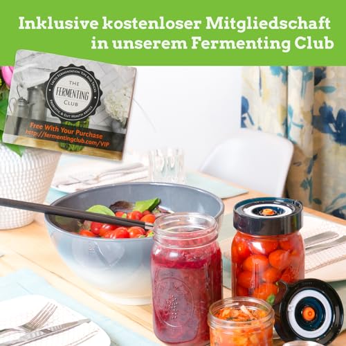 Nourished Essentials Easy Fermenter Fermentation Kit - Wide Mouth Fermenting Lid 3-Pack (Jars Not Included) - Make Sauerkraut, Kimchi, Pickles, Fermented Vegetable