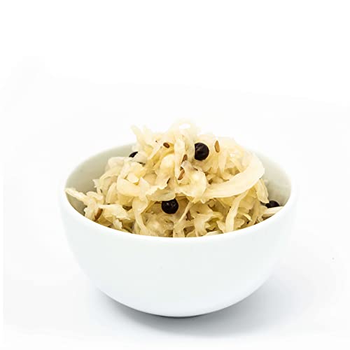 Loving Foods *Organic & Made in the UK* Caraway & Juniper Sauerkraut (475g) Raw, Unpasteurised & Bursting with Beneficial Live Bacteria (1 x Jar)