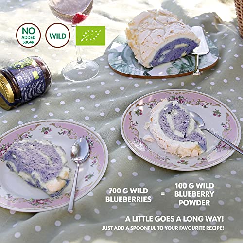 LOOV Wild Blueberry Powder Organic (Pomace Powder), Wild-Crafted from Nordic Forests, Made of Wild Bilberry Skins and Seeds Only, no Added Sugar, High in Fiber, 100 g