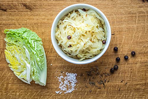 Loving Foods *Organic & Made in the UK* Caraway & Juniper Sauerkraut (475g) Raw, Unpasteurised & Bursting with Beneficial Live Bacteria (1 x Jar)