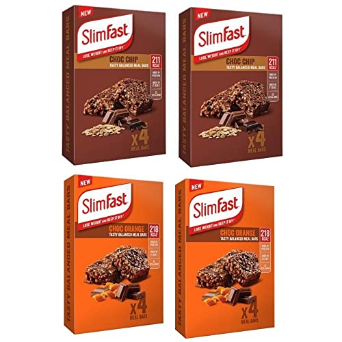 Slim Fast 16 x 60g Meal Bars - Chocolate Chip & Orange Flavors